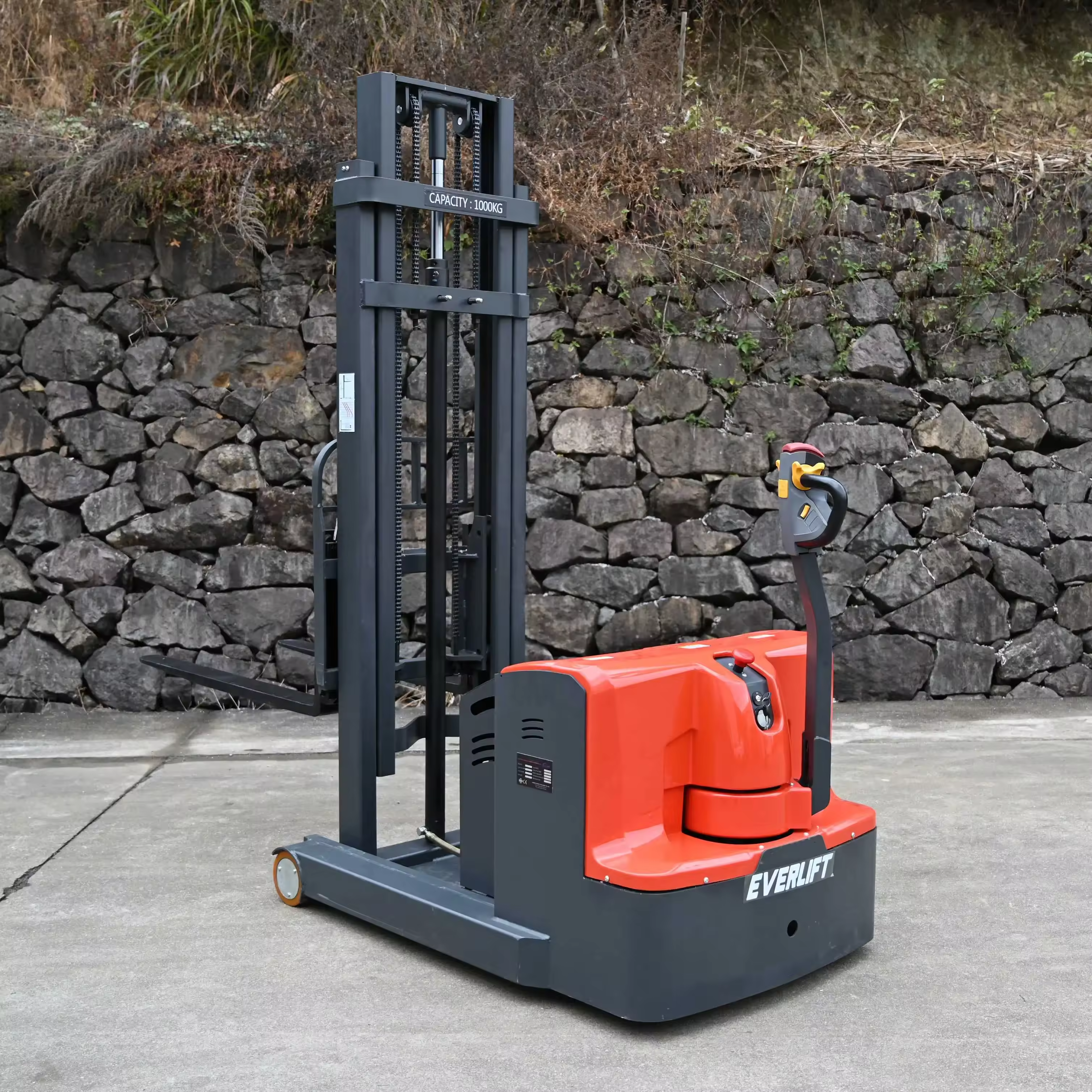 Everlift Venda Quente Empilhador de paletes Empilhador de paletes portátil Empilhador de paletes Reach Truck Empilhadeira Preço 1000kg 1 Ton Empilhador de elevação contínua