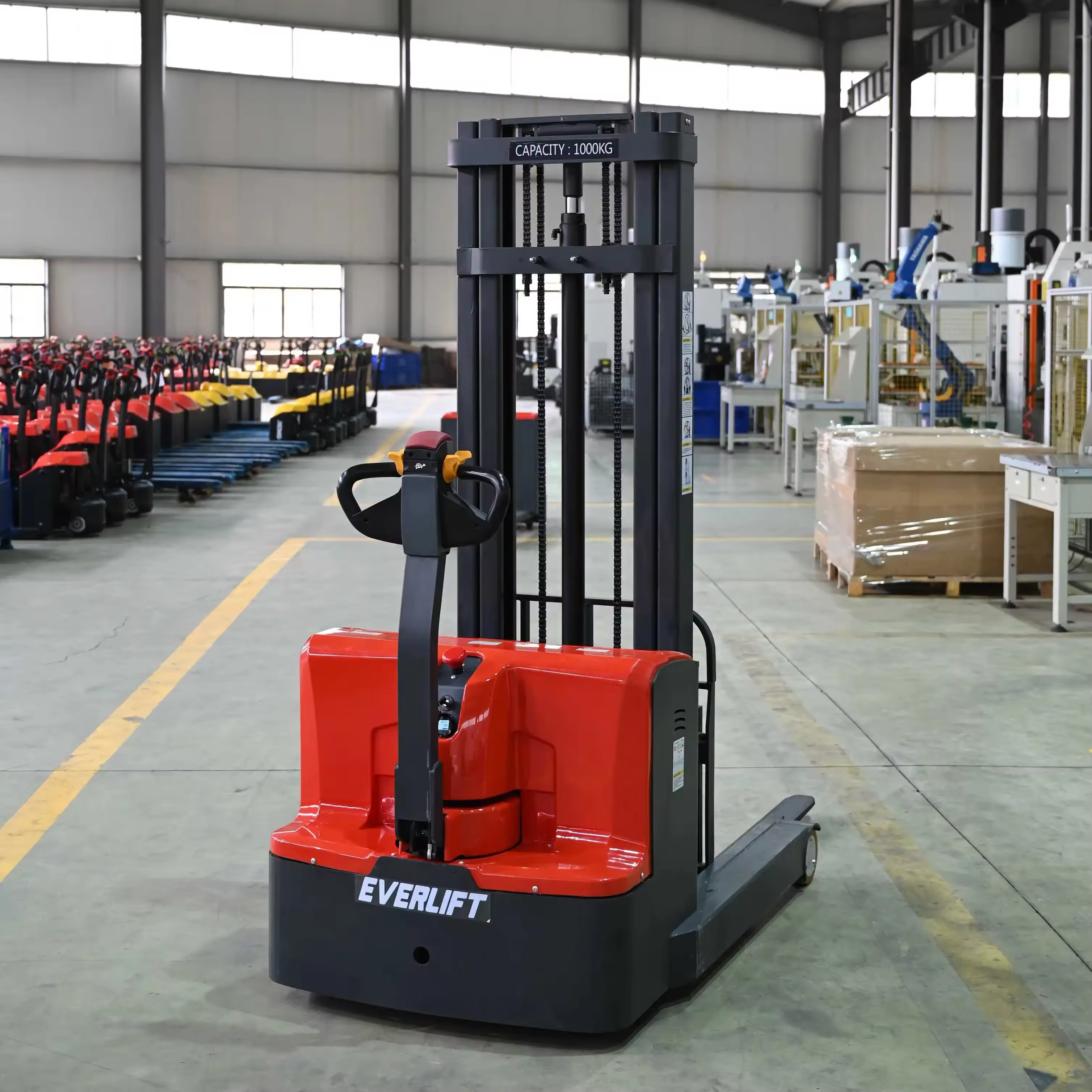 Everlift Venda Quente Empilhador de paletes Empilhador de paletes portátil Empilhador de paletes Reach Truck Empilhadeira Preço 1000kg 1 Ton Empilhador de elevação contínua